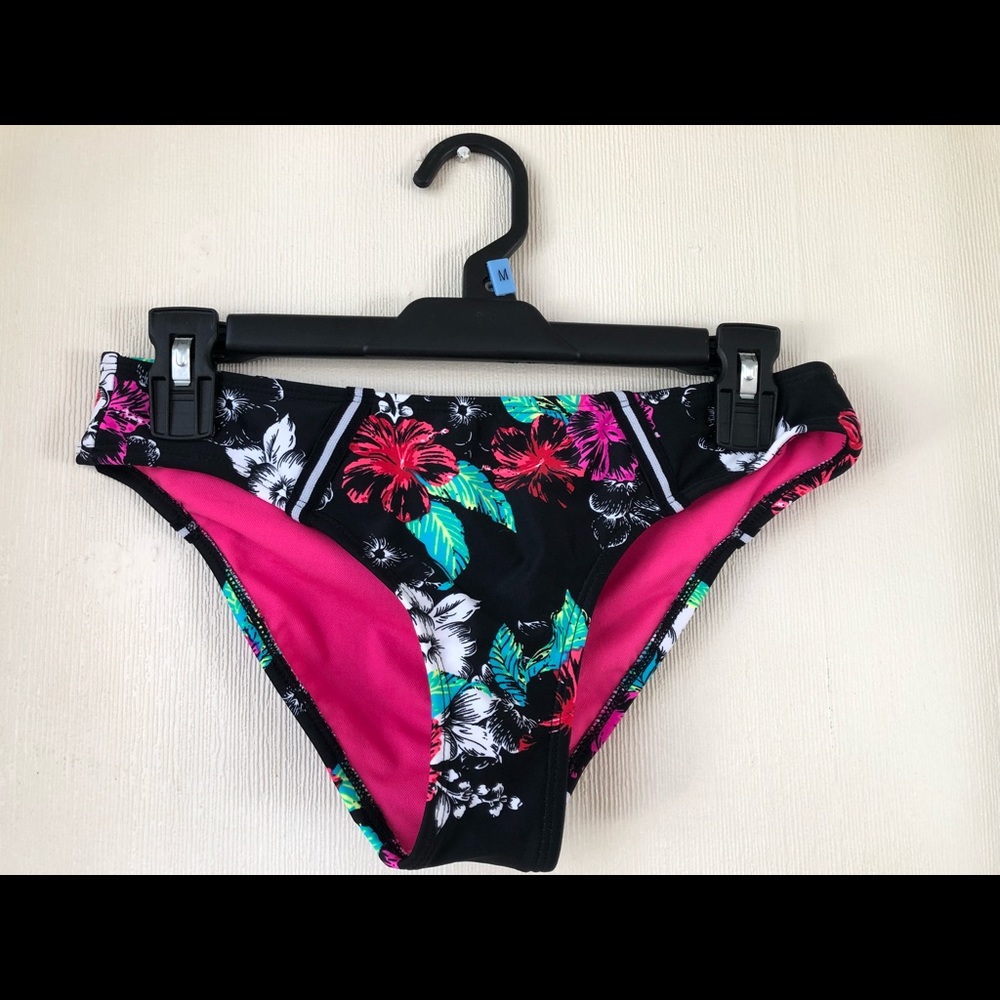 Black floral swim bottoms